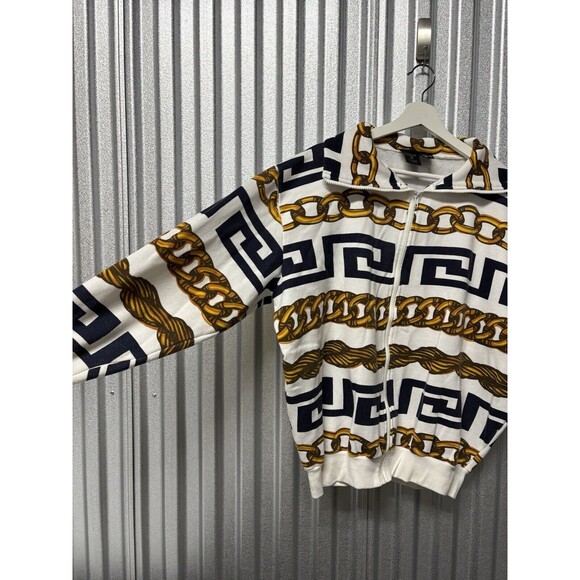 Spree Sport Vintage Collared Zip Sweater Versace Style Chain Link 1992 Mens Sz M - Picture 7 of 7